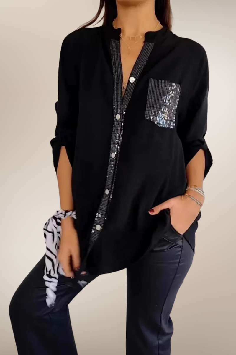 Élise – Chemise chic à paillettes