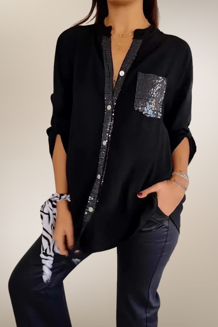 Élise – Chemise chic à paillettes