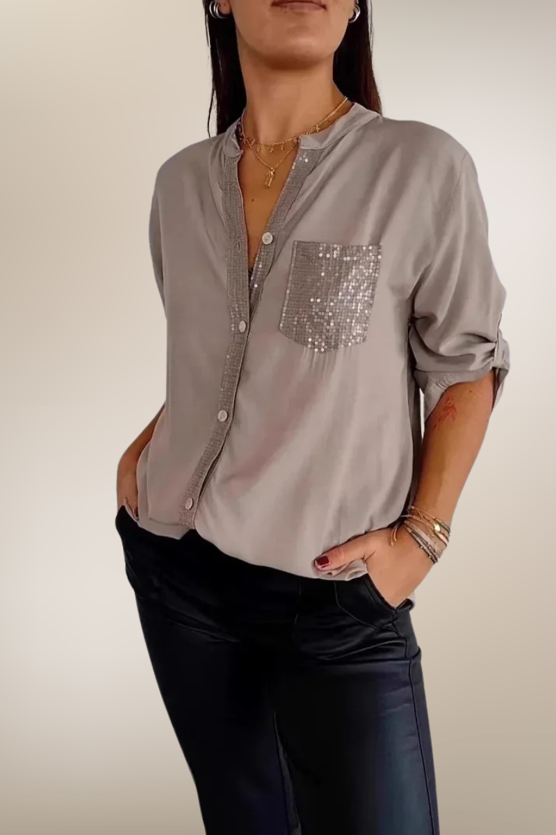 Élise – Chemise chic à paillettes