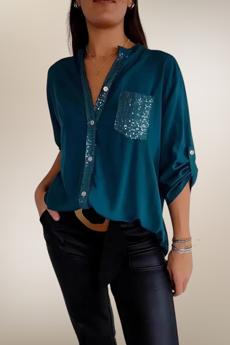 Élise – Chemise chic à paillettes