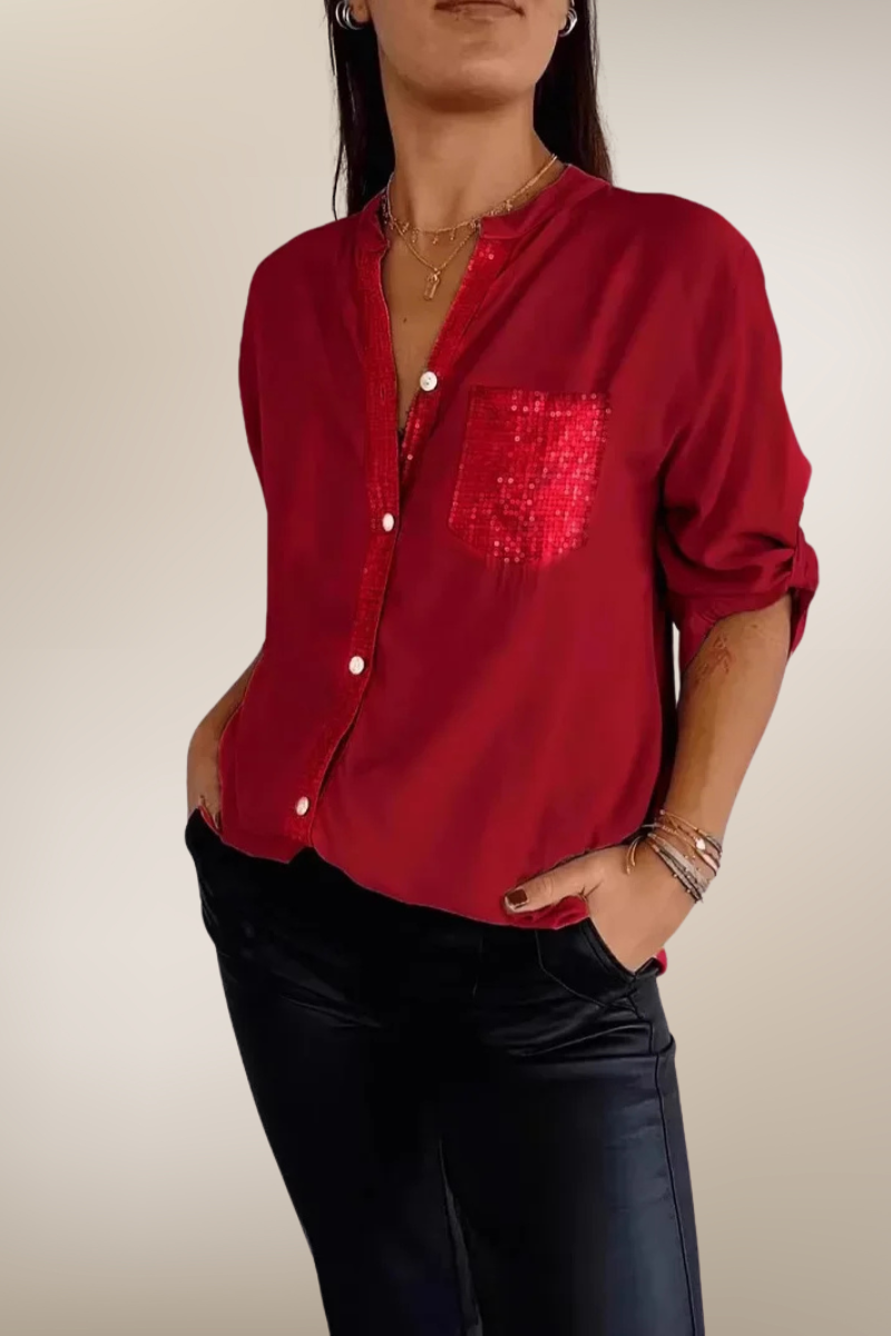 Élise – Chemise chic à paillettes