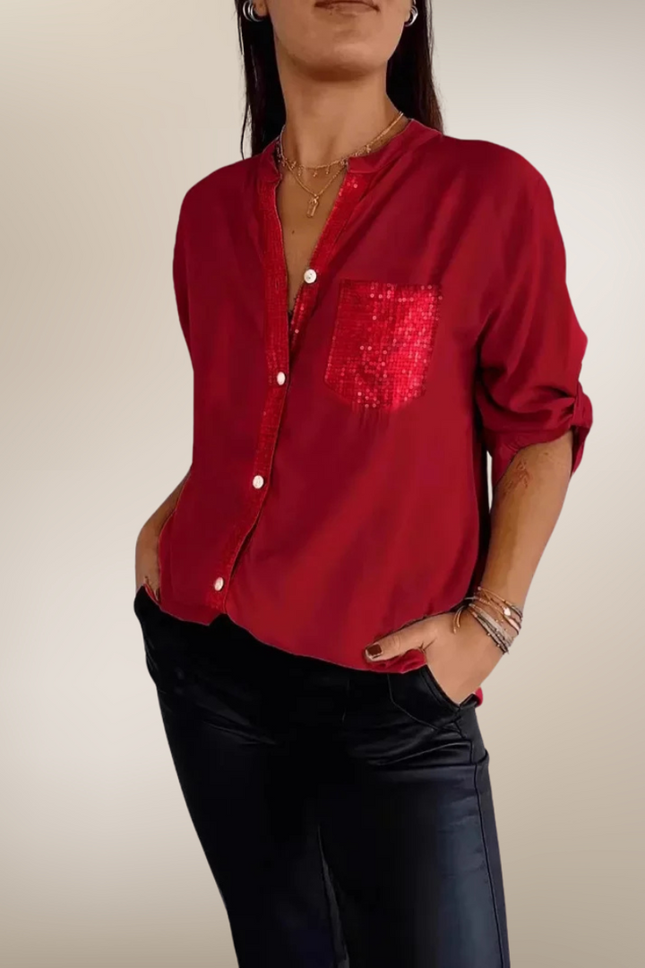 Élise – Chemise chic à paillettes