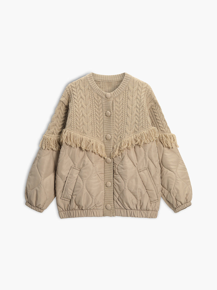 Elven™ | Veste matelassée en tricot torsadé patchwork