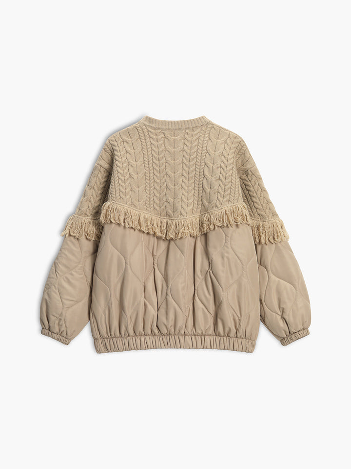 Elven™ | Veste matelassée en tricot torsadé patchwork
