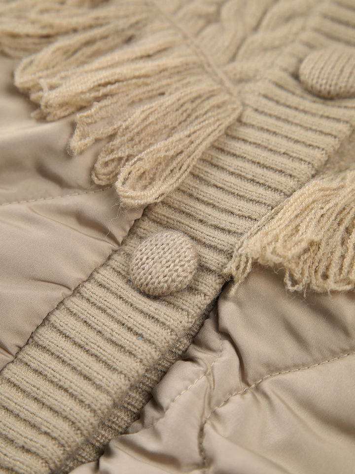 Elven™ | Veste matelassée en tricot torsadé patchwork
