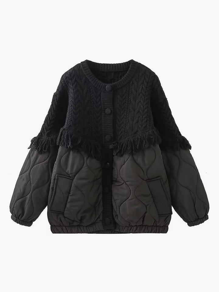 Elven™ | Veste matelassée en tricot torsadé patchwork