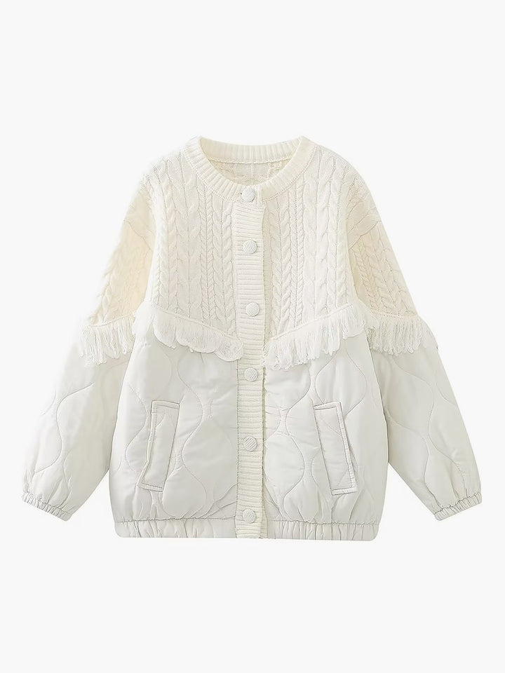 Elven™ | Veste matelassée en tricot torsadé patchwork