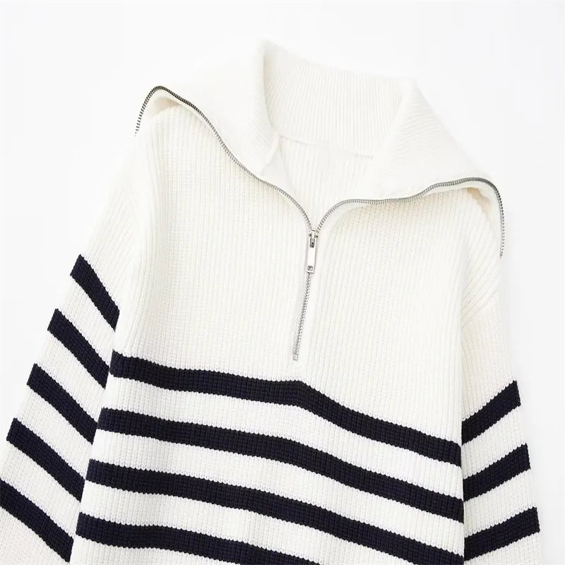 Elven™ | Pull zippé rayé