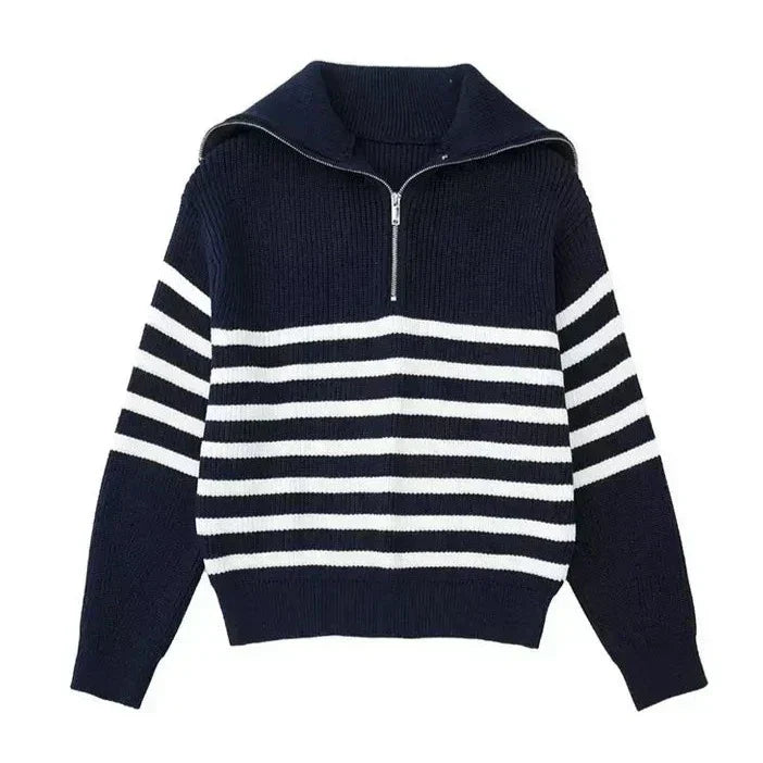 Elven™ | Pull zippé rayé