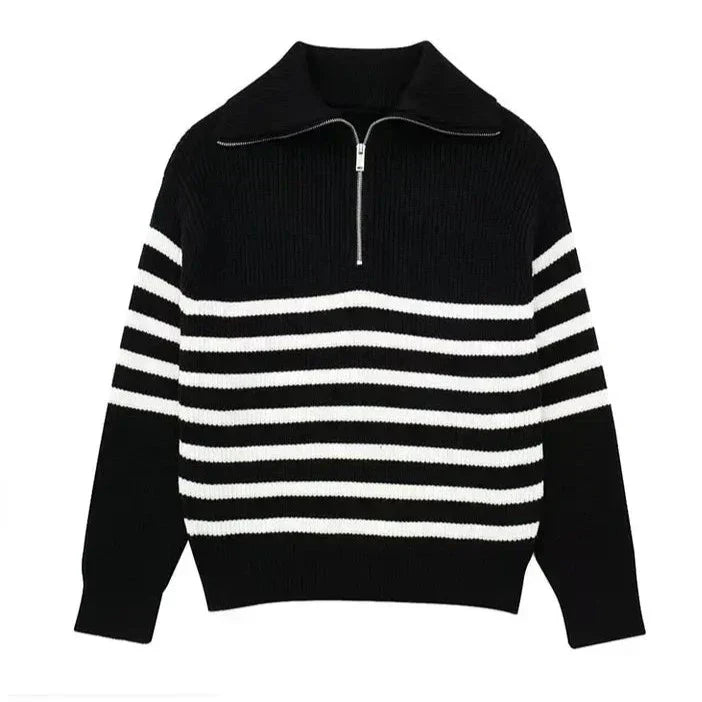 Elven™ | Pull zippé rayé