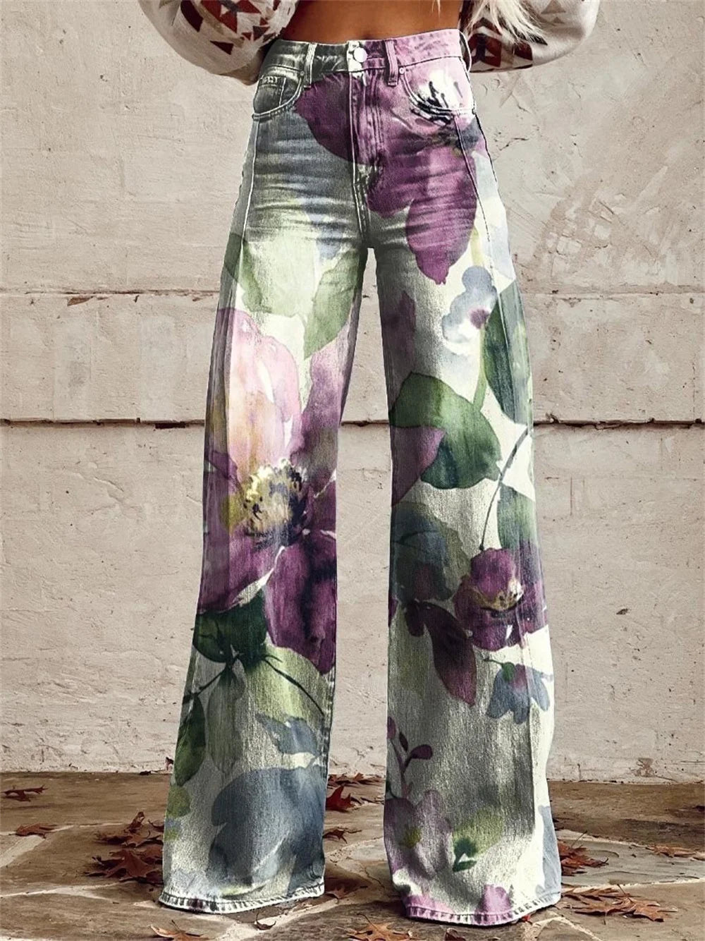 Fleur – Jean évasé à imprimés