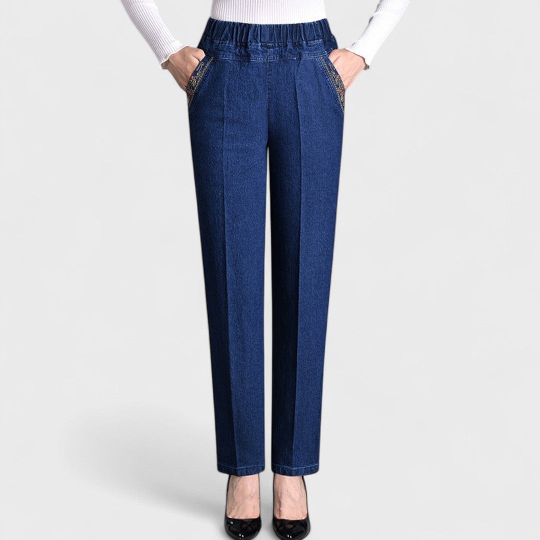 Maira - Jean pour femme avec poches latérales et taille élastique