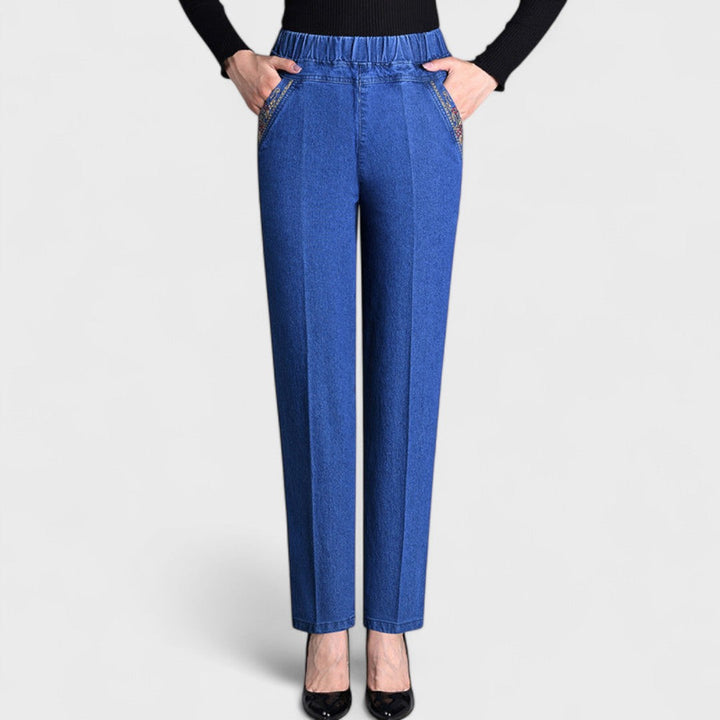 Maira - Jean pour femme avec poches latérales et taille élastique