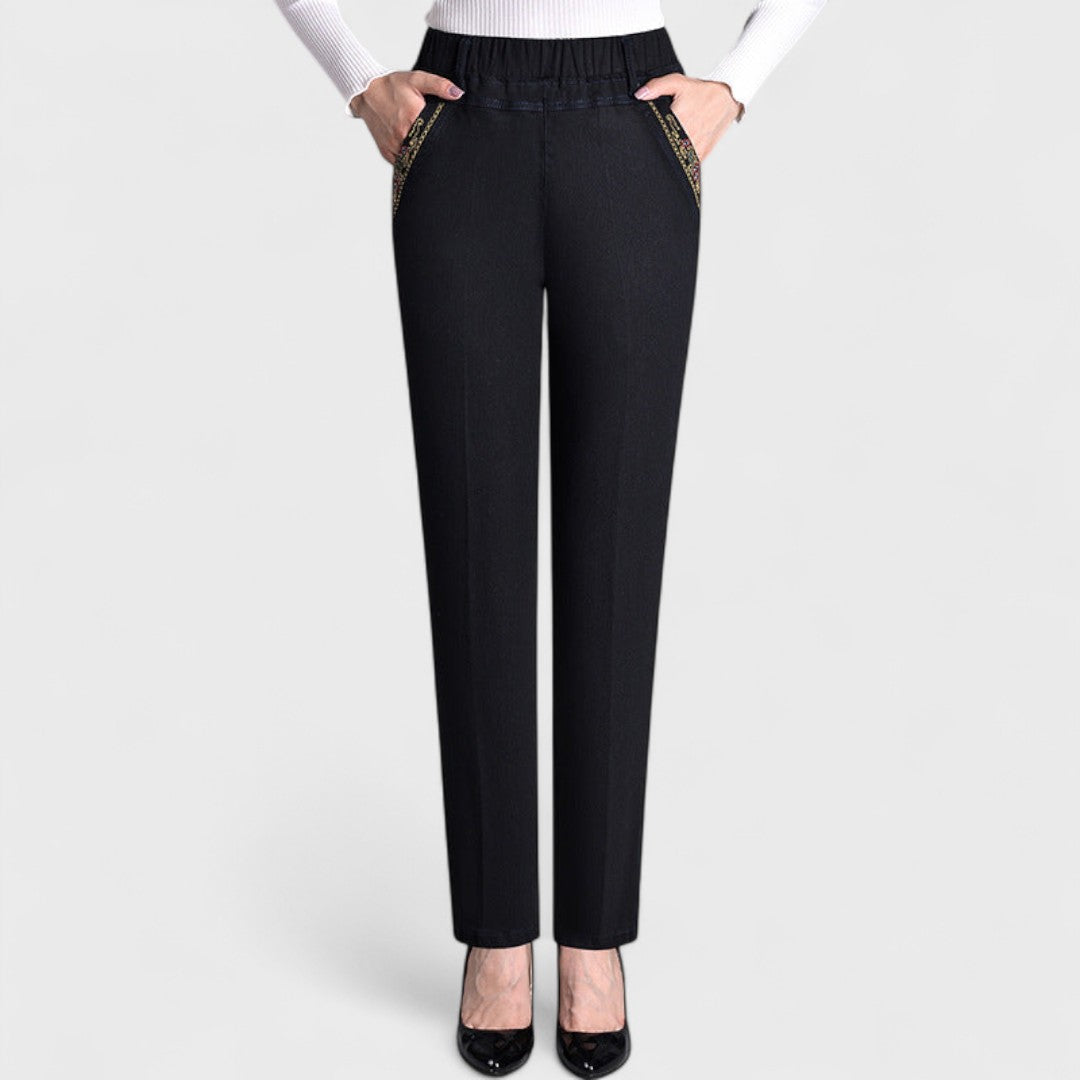 Maira - Jean pour femme avec poches latérales et taille élastique