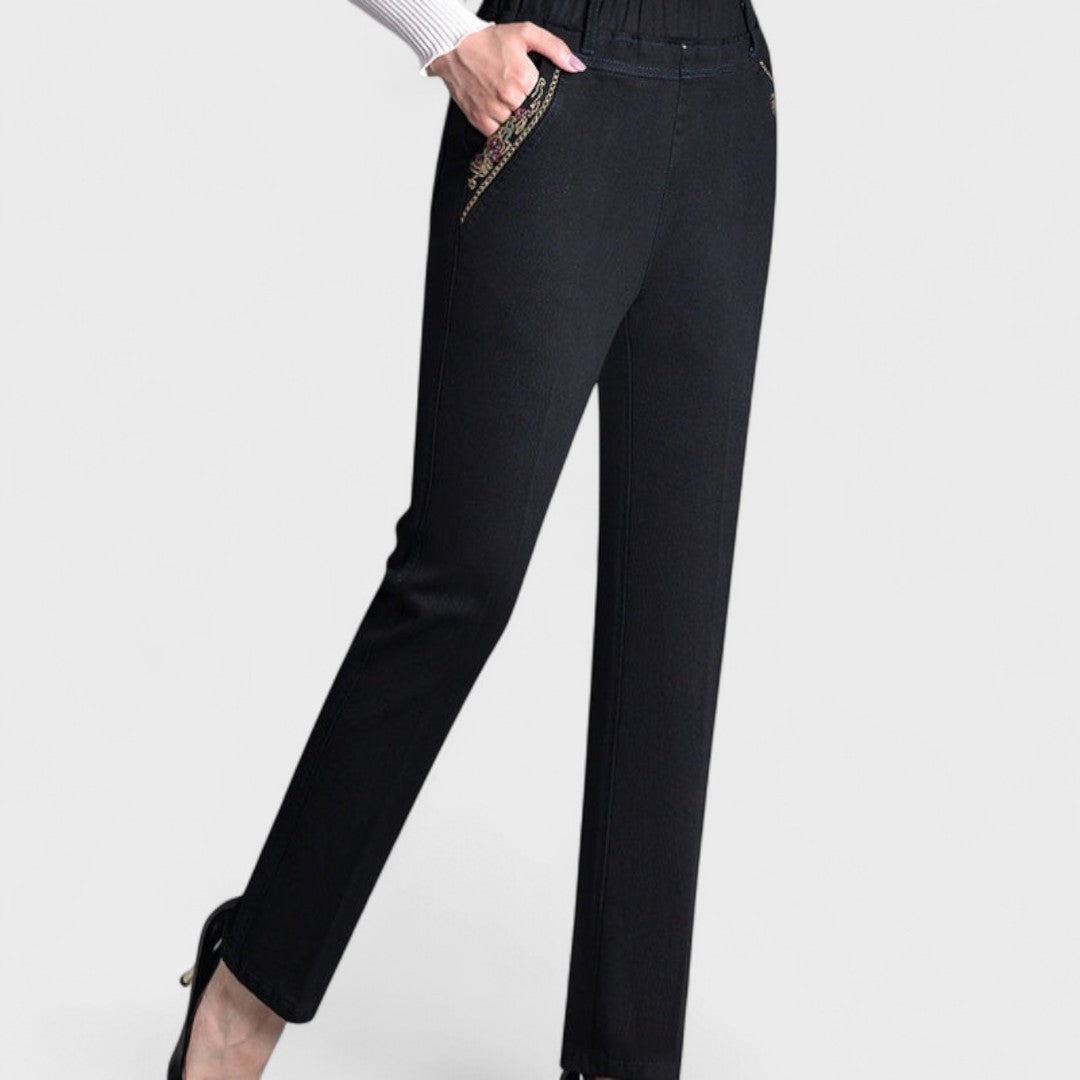 Maira - Jean pour femme avec poches latérales et taille élastique