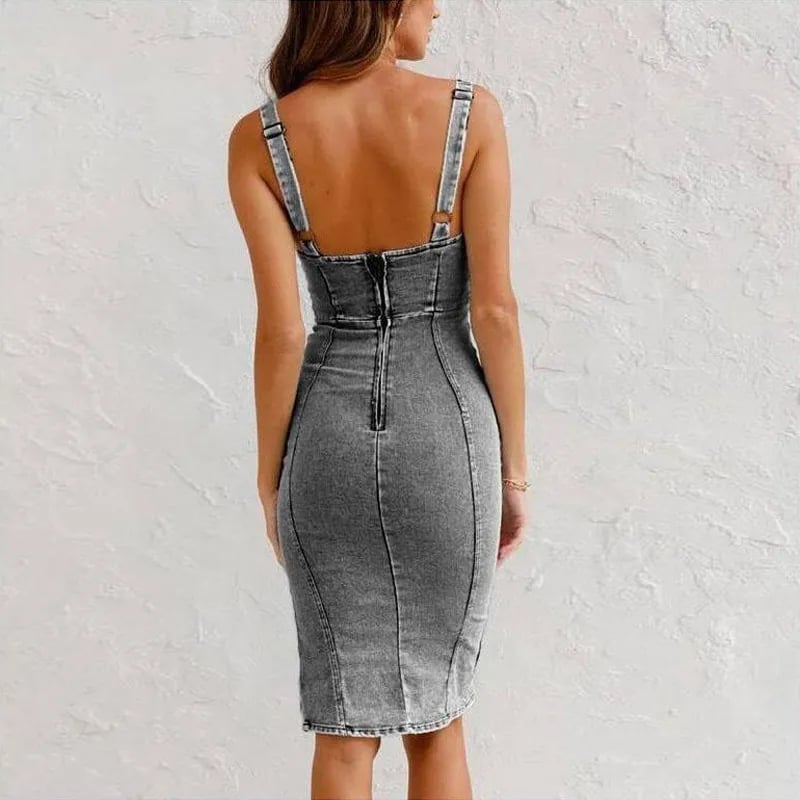 Elven™ | Robe Camisole Moulante en Denim